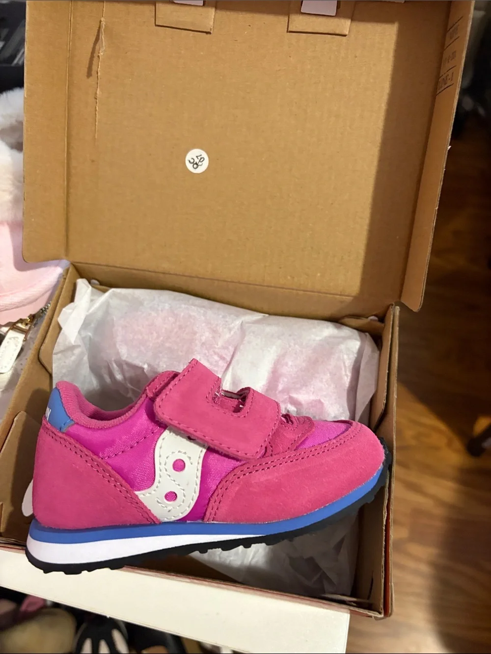 Saucony Kids Pink and Blue Hook-and-Loop Sneakers